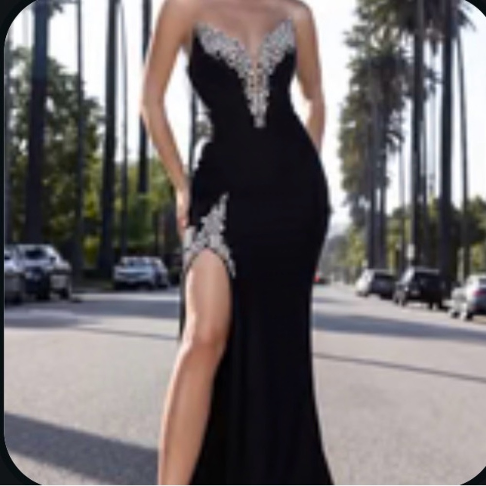 Portia and Scarlett Black Strapless Dress with Silver Details
